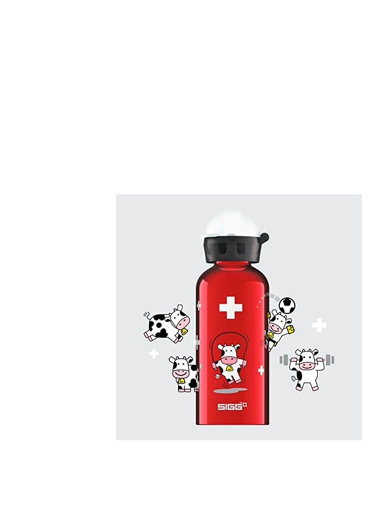 سيج زجاجة ماء للأطفال من سيغ، مصنوعة من الألومنيوم، بتصميم الأبقار المضحكة - 0.4 لت" - Image 2