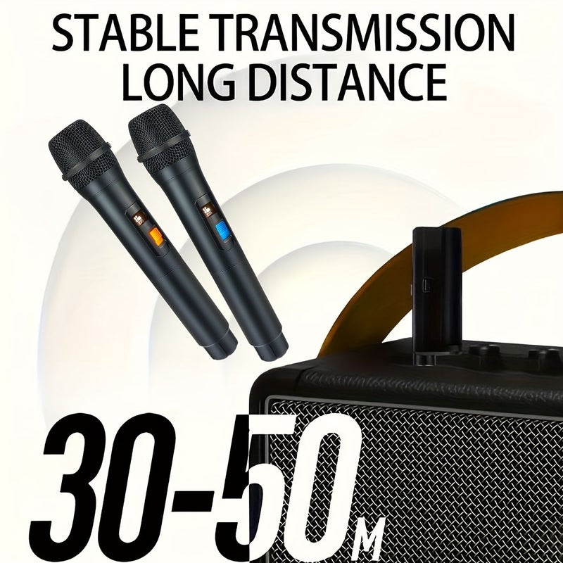 Wireless Microphone Professional Black Handheld Cordless Dynamic Mic System with 1 Drag Rechargeable Receiver Karaoke Set for Singing Wedding DJ Party Speech Church Outdoor Activities - Image 5