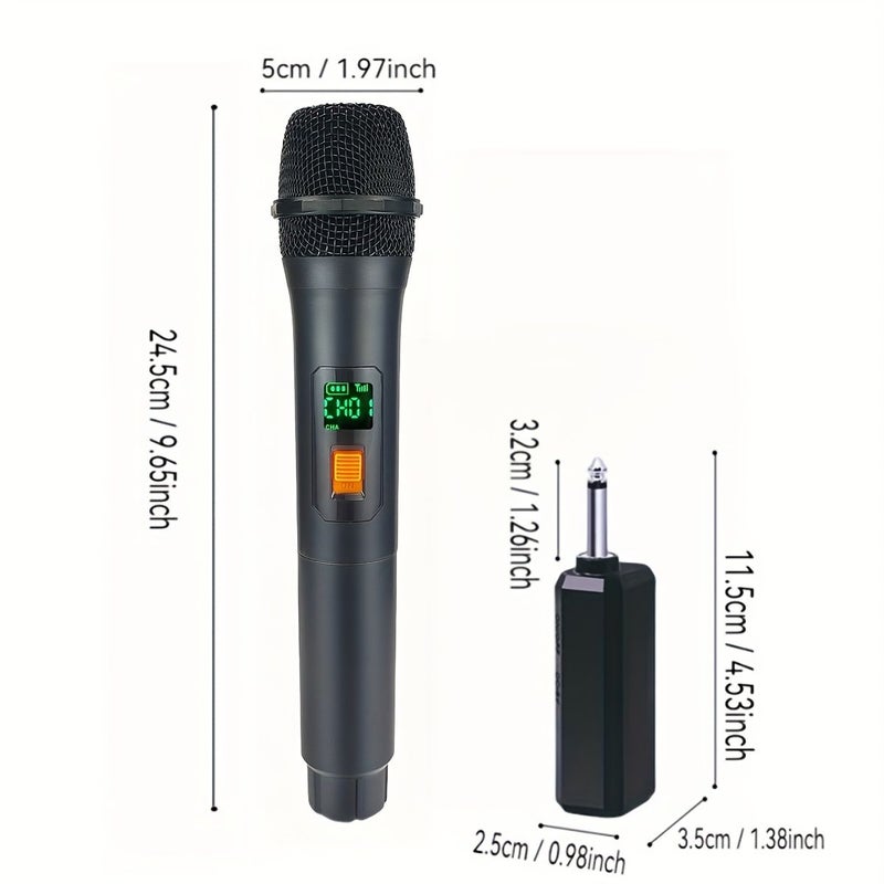 Wireless Microphone Professional Black Handheld Cordless Dynamic Mic System with 1 Drag Rechargeable Receiver Karaoke Set for Singing Wedding DJ Party Speech Church Outdoor Activities - Image 3