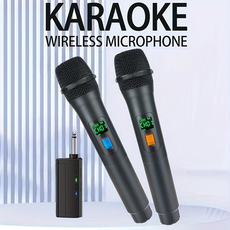 Wireless Microphone Professional Black Handheld Cordless Dynamic Mic System with 1 Drag Rechargeable Receiver Karaoke Set for Singing Wedding DJ Party Speech Church Outdoor Activities - Image 1