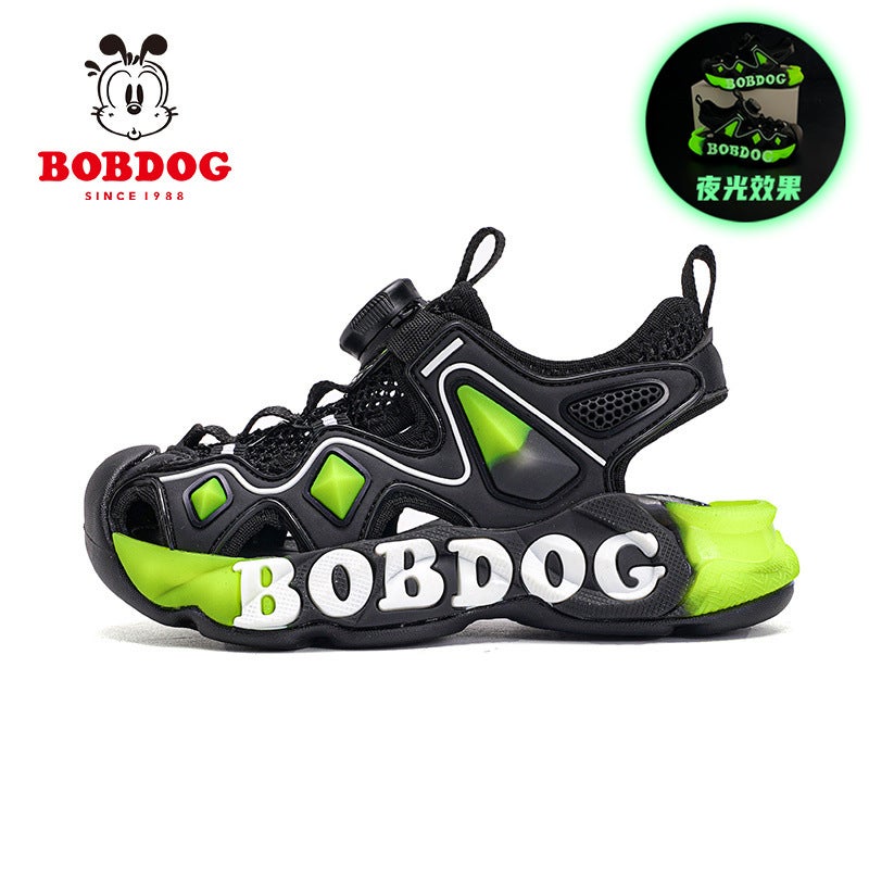 Babu Bean Boys Baotou Sandals Summer Hollow Mesh Medium And Large Boys Soft Sole Non-Slip Children'S Beach Shoes - Image 1