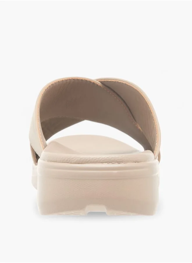 ال بي ال من شو اكسبرس Men Textured Slip-On Cross Strap Sandals