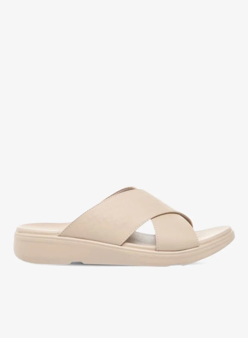 Men Textured Slip-On Cross Strap Sandals