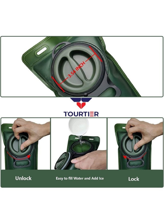 TOURTIER خزان مياه TOURTIER بسعة 2 لتر مقاوم للتسرب للتخييم وركوب الدراجات والسفر والمشي والتخييم (أخضر) - Image 5