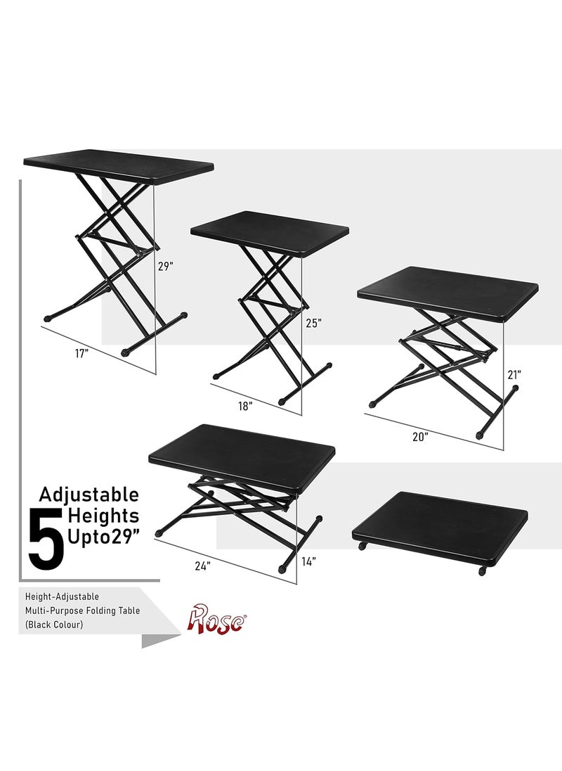 Rose ROSE MultiPurpose Laptop Table Adjustable Height Work from Home Portable DIY Study Table Black  - Image 2