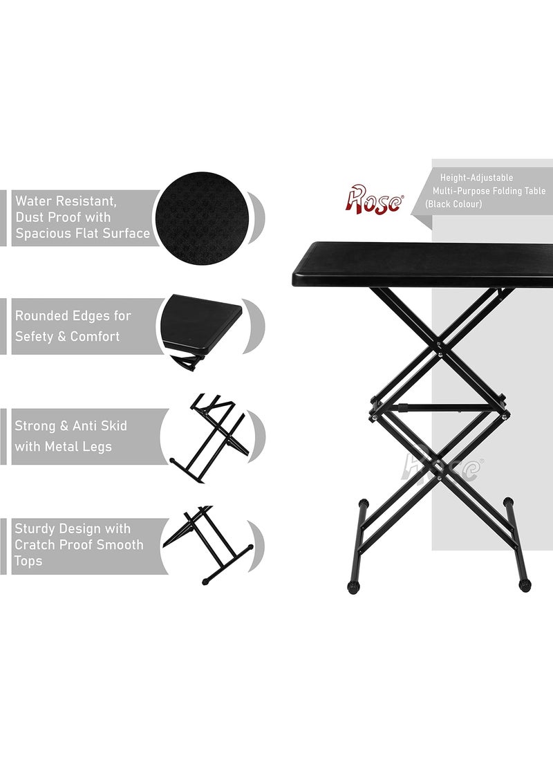 Rose ROSE MultiPurpose Laptop Table Adjustable Height Work from Home Portable DIY Study Table Black  - Image 5