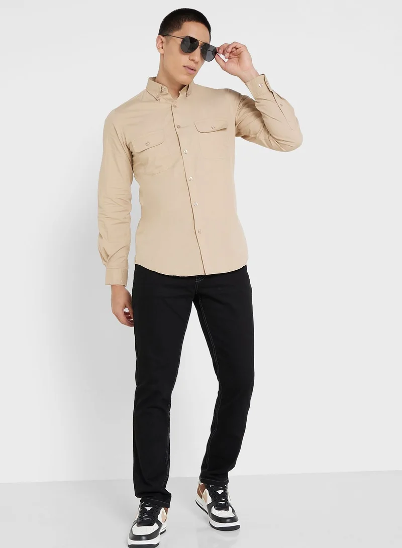 سفنتي فايف Pure Cotton Casual Double Pocket Shirt