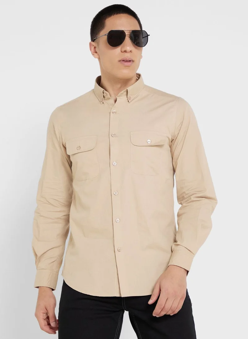 Seventy Five Pure Cotton Casual Double Pocket Shirt