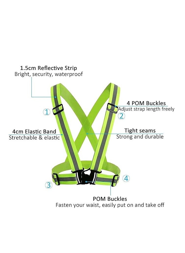 Generic 1 Piece Adjustable Reflective Visibility Elastic Safety Belt For Night Running Construction Traffic Warehouse Visibility Security Jacket Reflective Strips Gear (Green)  - Image 3