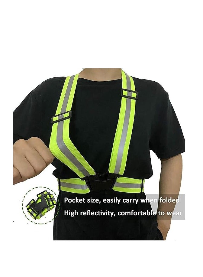 Generic 1 Piece Adjustable Reflective Visibility Elastic Safety Belt For Night Running Construction Traffic Warehouse Visibility Security Jacket Reflective Strips Gear (Green)  - Image 4
