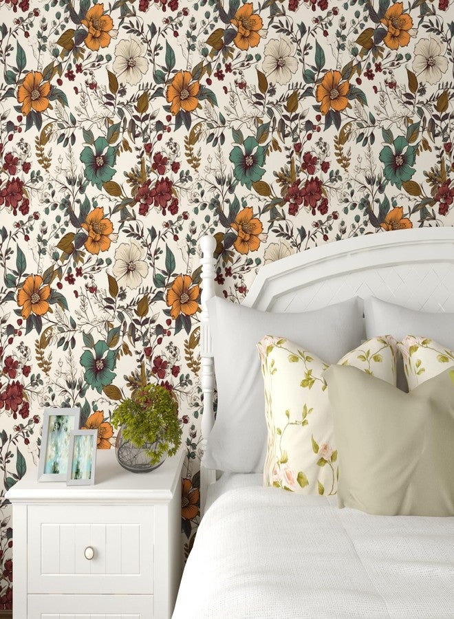 Danodoi Yellow Floral Wallpaper Peel and Stick Wallpaper Vinyl Wallpaper Stick and Peel Colorful Contact Paper for Cabinets Waterproof Self Adhesive Wall Paper for Kitchen Countertop Wall 17.5" x 78" - Image 5