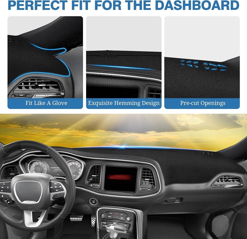 FIILINES Long term storage compatible Dash Cover Compatible with Dodge Challenger 2015-2020 2021 2022 2023 2024 Dashboard Mat Cover Challenger Accessories Sunshade Nonslip Mesh Protector No Glare All storage space compatible - Image 4