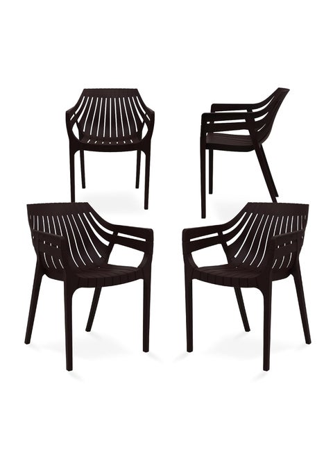 Supreme chairs Spectrum with Arm Oversized Plastic Chair for Home Garden Cafeteria and Restaurent Purpose Comes with 6 Months Warranty Color Globus Brown Count 4