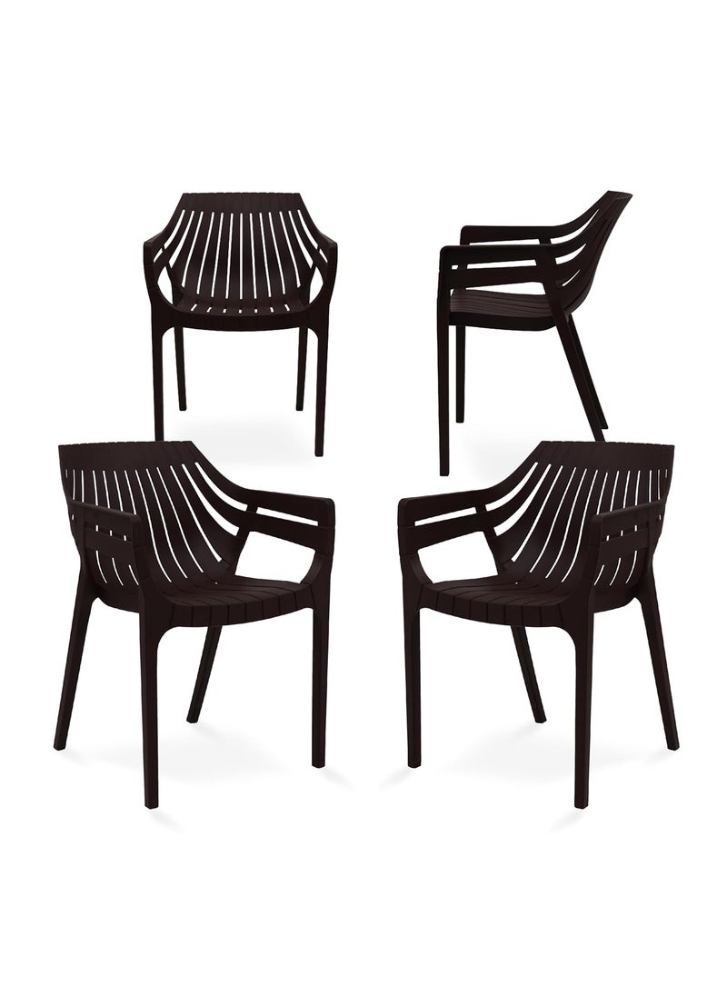Supreme chairs Spectrum with Arm Oversized Plastic Chair for Home Garden Cafeteria and Restaurent Purpose Comes with 6 Months Warranty Color Globus Brown Count 4