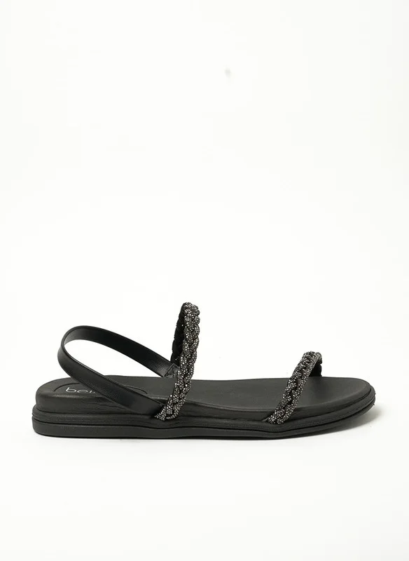 بيرا ريو Beira Rio Ladies Sandals With Back Strap Black | Made In Brazil