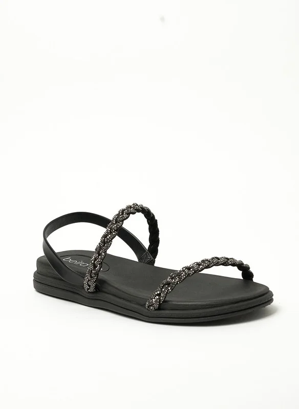 بيرا ريو Beira Rio Ladies Sandals With Back Strap Black | Made In Brazil