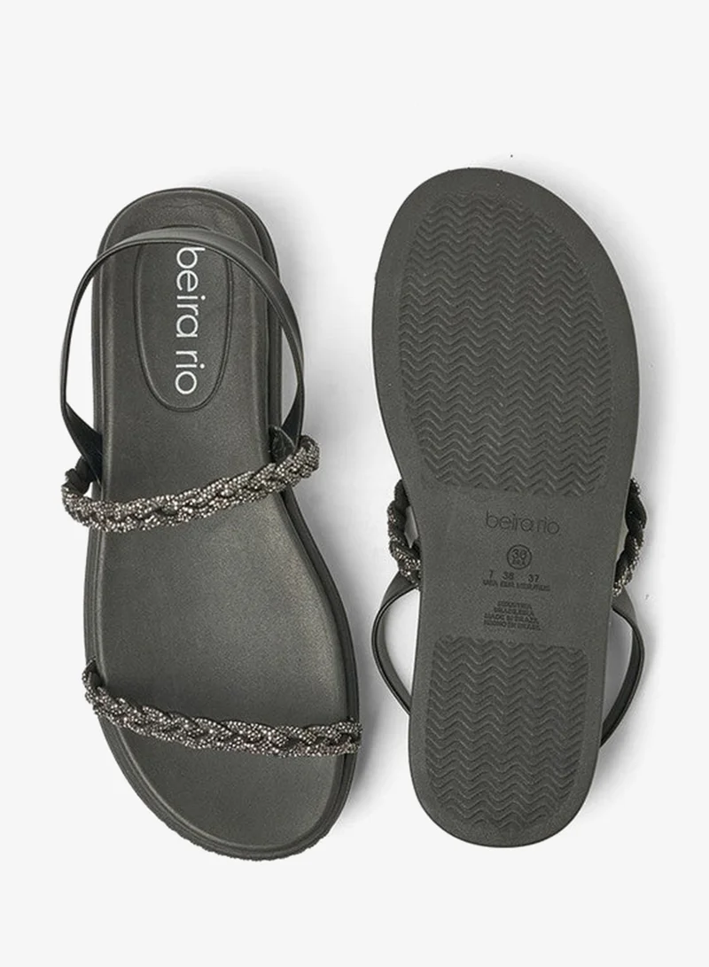 Beira Rio Black Sandals for Women with Back Strap – Stylish & Supportive sling Back Ladies Sandals for Women | Best Price UAE