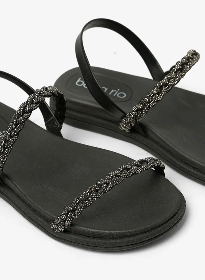 Beira Rio Black Sandals for Women with Back Strap – Stylish & Supportive sling Back Ladies Sandals for Women | Best Price UAE