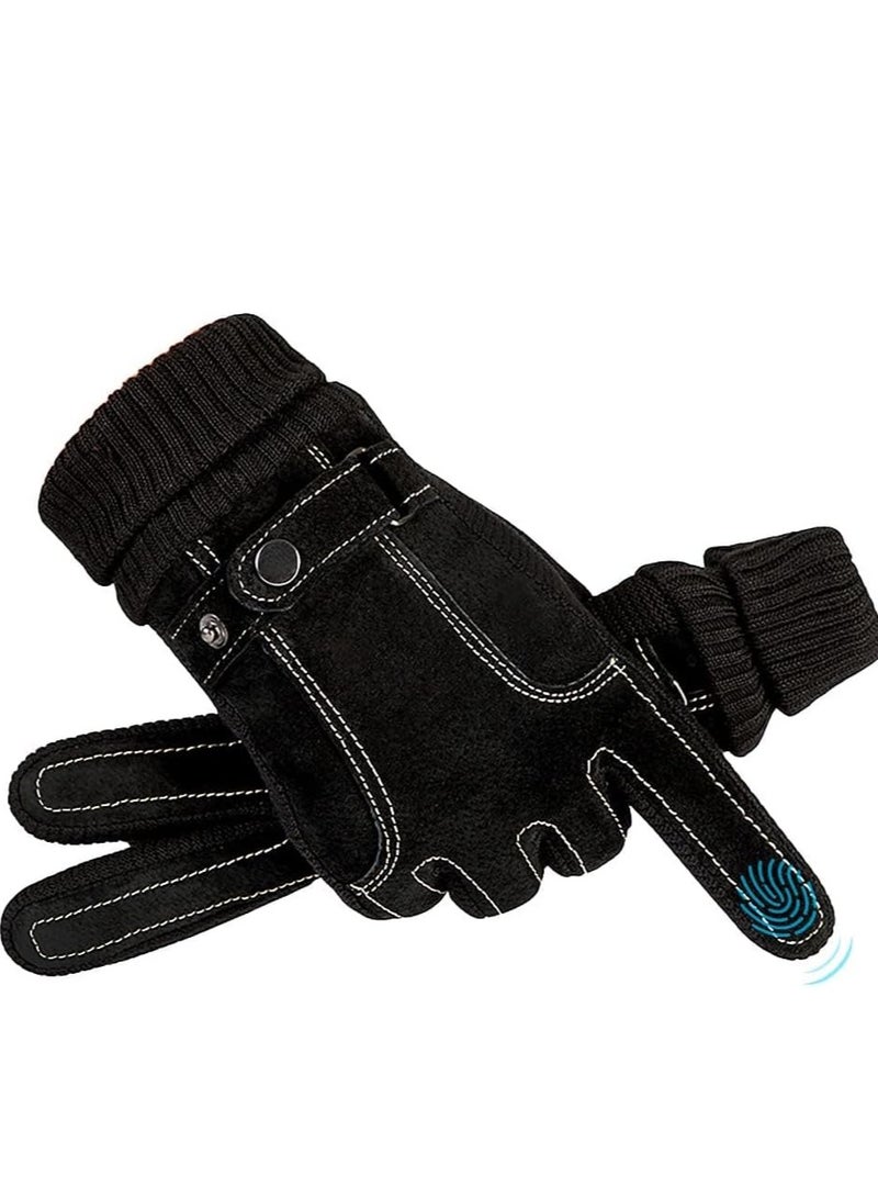 KASTWAVE Winter Warm Gloves, Anti Slip Touchscreen Gloves Knit Elastic Cuff, Windproof Thermal Gloves, Thickened Fleece Lining Gloves, Cold Weather Water Resistant Cycling Outdoor Sports Gloves for Men Women - Image 1