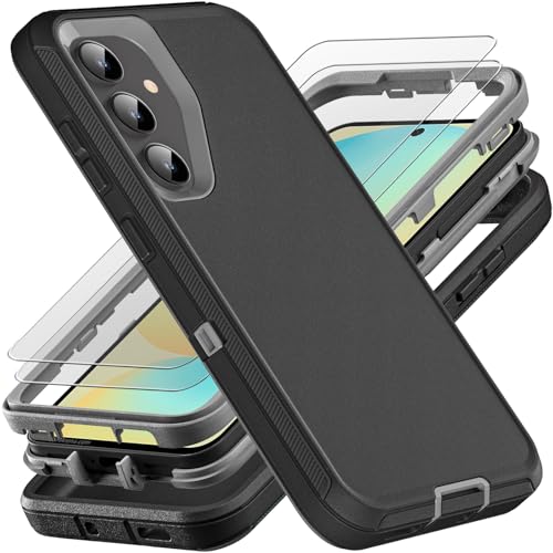YKHJKLEC for Samsung Galaxy S24 FE Case Military Grade 3 in 1 Heavy Duty ShockproofDrop ProofDust Proof Case with 2Pcs Tempered Glass Screen Protector BlackGrey - Image 1