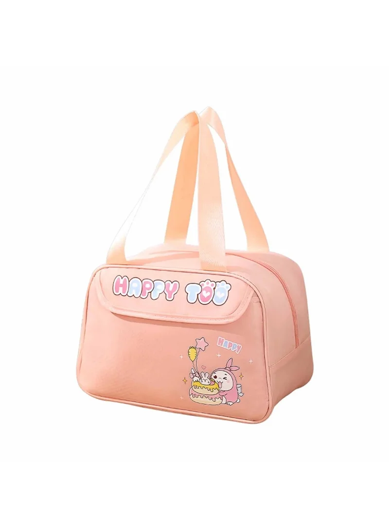 Mobcos Happy Too Design Large Capacity Insulated Lunch Bag Waterproof and Stainproof Meal Tote with Advanced Temperature Retention for Office and School Long Lasting Polyester for Fresh Food and Soup Pink