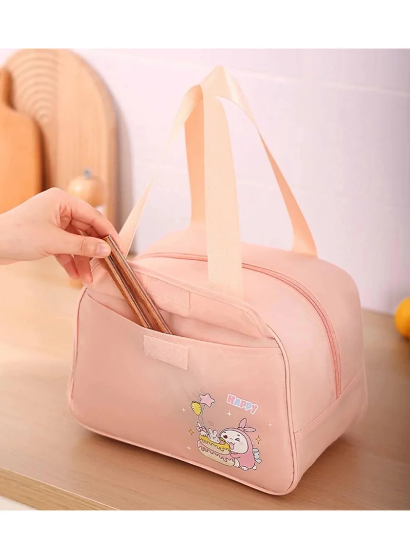 Mobcos Happy Too Design Large Capacity Insulated Lunch Bag Waterproof and Stainproof Meal Tote with Advanced Temperature Retention for Office and School Long Lasting Polyester for Fresh Food and Soup Pink