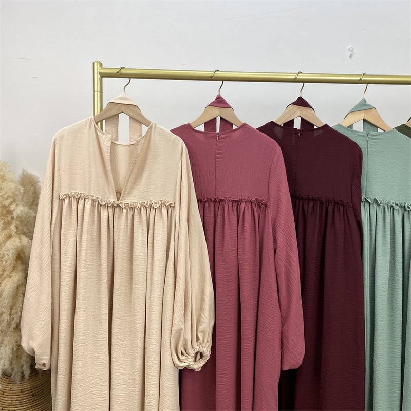 monica fashion Elegant Long Dress with Round Neck Kaftan - Image 3