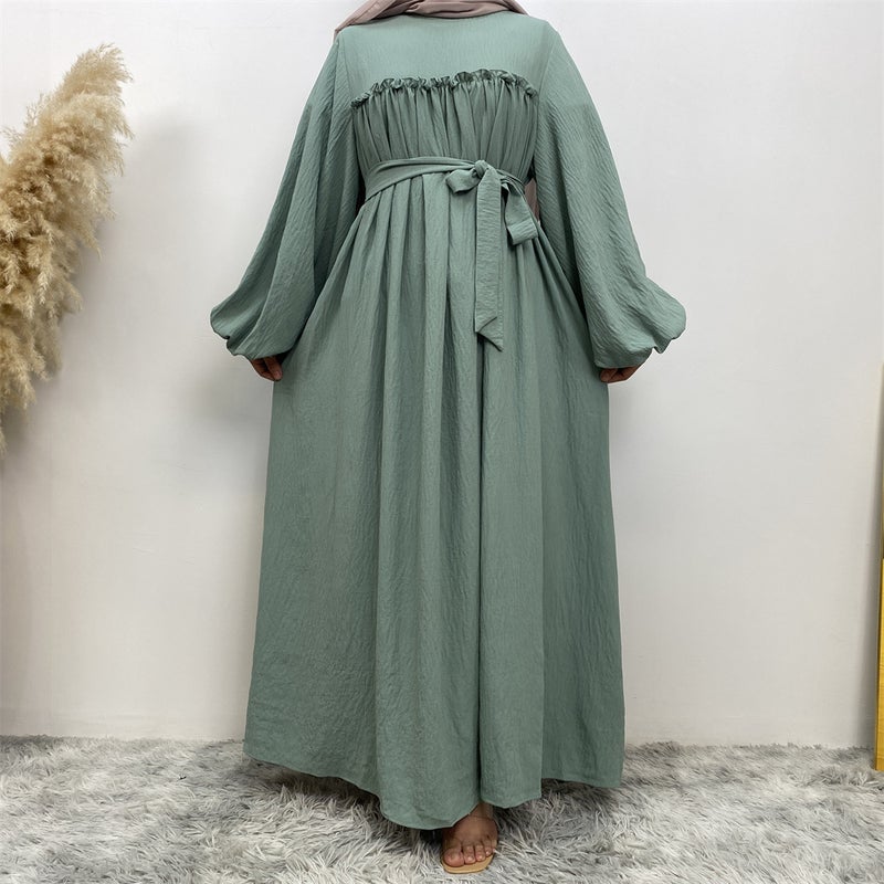 monica fashion Elegant Long Dress with Round Neck Kaftan - Image 1