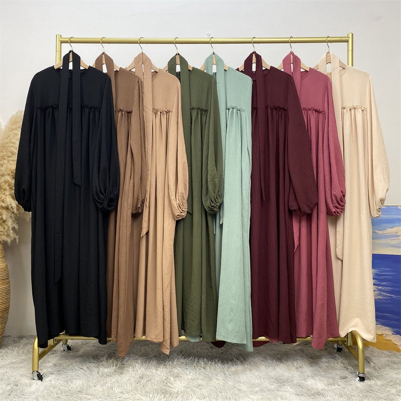 monica fashion Elegant Long Dress with Round Neck Kaftan - Image 2