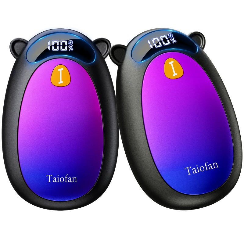 Taiofan Electric Hand Warmers Rechargeable  Cute Bear Design  Led Display  4 Settings  Fast Heating Portable Pocket Heater Magnetic Handwarmers 2 Pack For Hunting Essentials Camping Gift For Men Women - Image 1