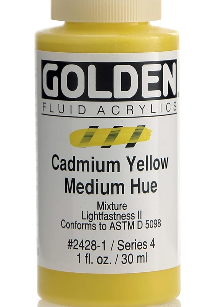 GOLDEN Fluid Acrylics Cadmium Yellow Medium Hue - 1 oz (30 ml) - Image 1