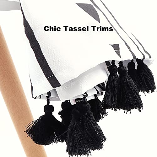 Uphome Extra Long Fabric Shower Curtain for Bathroom, Black and White Boho Shower Curtain Set Chic Triangle Geometric Tassel Cloth Bath Curtains, Waterproof Machine Washable for Modern Bathtub 72 x 78 - Image 5
