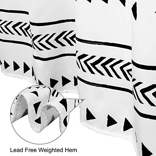 Uphome Extra Long Fabric Shower Curtain for Bathroom, Black and White Boho Shower Curtain Set Chic Triangle Geometric Tassel Cloth Bath Curtains, Waterproof Machine Washable for Modern Bathtub 72 x 78 - Image 4