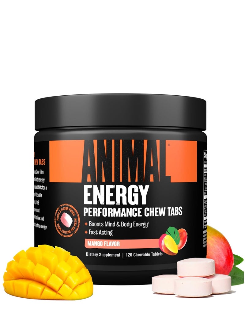 UNIVERSAL NUTRITION - Animal Energy Performance Chews -Boosts Mind & Body Energy  Mango  120 chewable Tablets - Image 1