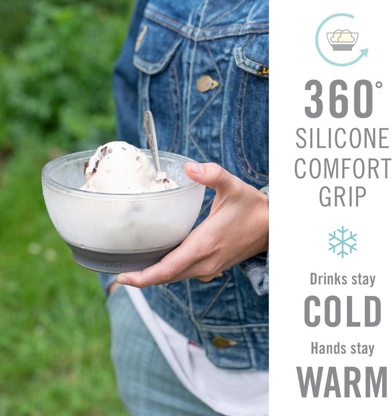 Host وعاء تجميد الآيس كريم، وعاء مزدوج الجدران معزول جل مجمد ملحقات المطبخ للحلويات، الغمس، الحبوب، مع مقبض سيليكون مريح، بلاستيك، رمادي، 0.47 لتر - Image 3