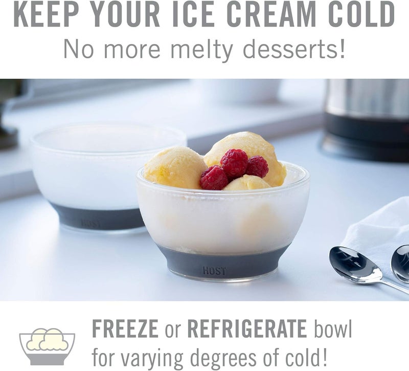 Host وعاء تجميد الآيس كريم، وعاء مزدوج الجدران معزول جل مجمد ملحقات المطبخ للحلويات، الغمس، الحبوب، مع مقبض سيليكون مريح، بلاستيك، رمادي، 0.47 لتر - Image 2