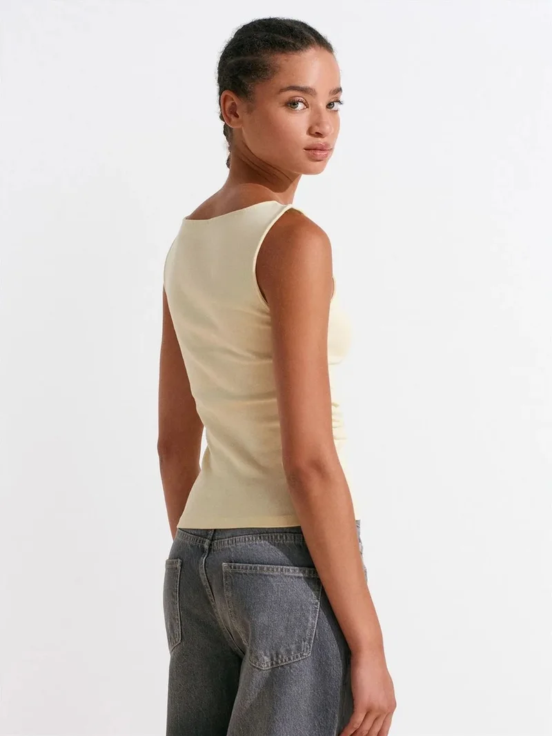 ديلفين Dilvin Sleeveless Boat Neck Jersey Blouse