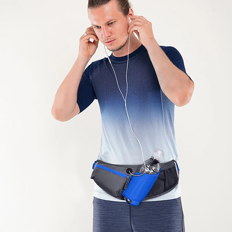 Wallets Waist Pack Phone Bag,Running Belt With Water Bottle Holder Sports Fanny Pack Waist Bag For Men & Women Sports Belt With Zipper For Running Hiking Climbing Blue - Image 5