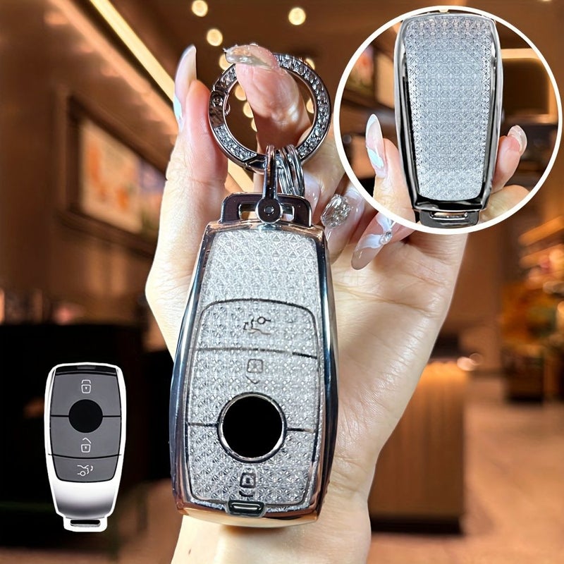 2× غطاء حماية لمفاتيح السيارة من مادة TPU، مناسب لسيارات مرسيدس من فئة E وC وS وGLC، طرازات E200 وE400 وE63 وW213 وS550 وS560 وC260 وA200، اللون الأبيض. - Image 5
