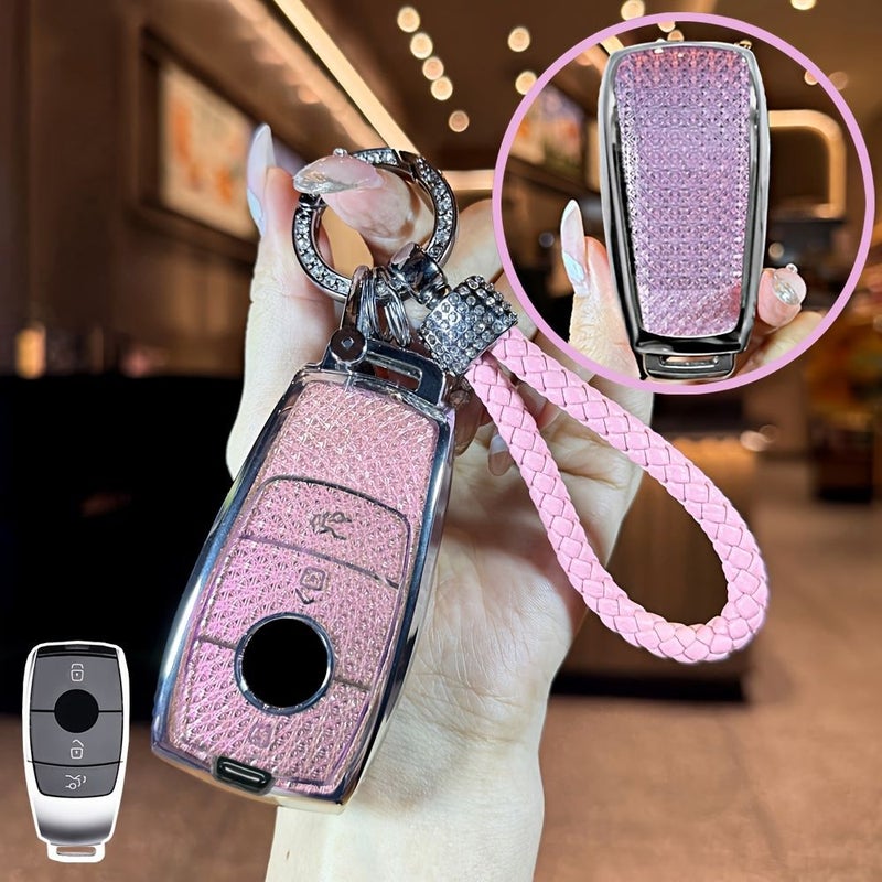 2× غطاء حماية لمفاتيح السيارة من مادة TPU، مناسب لسيارات مرسيدس من فئة E وC وS وGLC، طرازات E200 وE400 وE63 وW213 وS550 وS560 وC260 وA200، اللون الأبيض. - Image 1