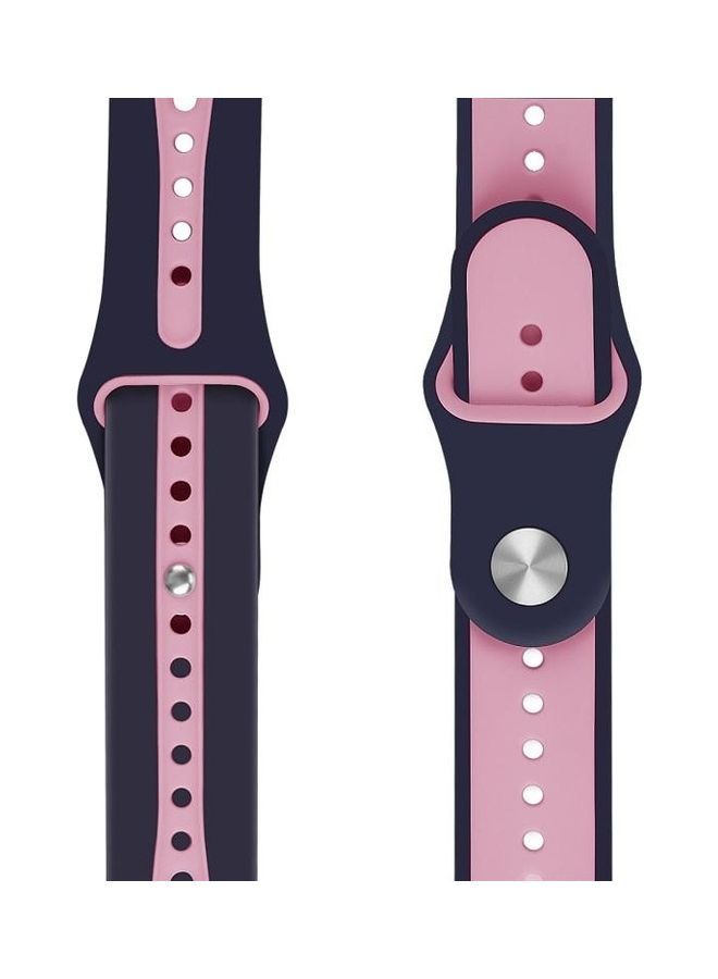 NIBEMINENT Two Tone Silicone Open Watchband for Apple Watch Series 7/6/SE/5/4/3/2/1 42/44/45mm Blue/Pink - Image 2