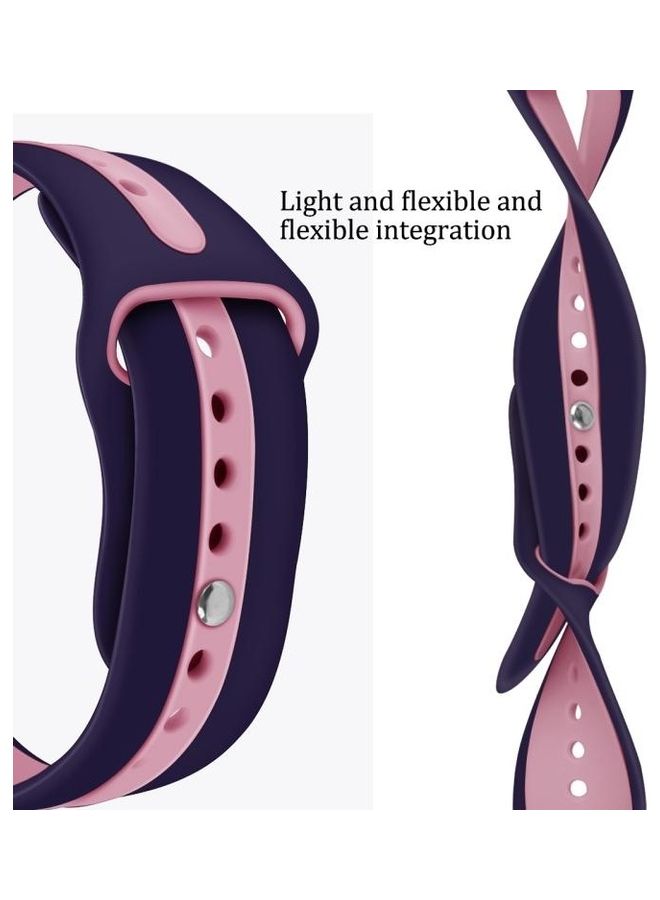 NIBEMINENT Two Tone Silicone Open Watchband for Apple Watch Series 7/6/SE/5/4/3/2/1 42/44/45mm Blue/Pink - Image 4