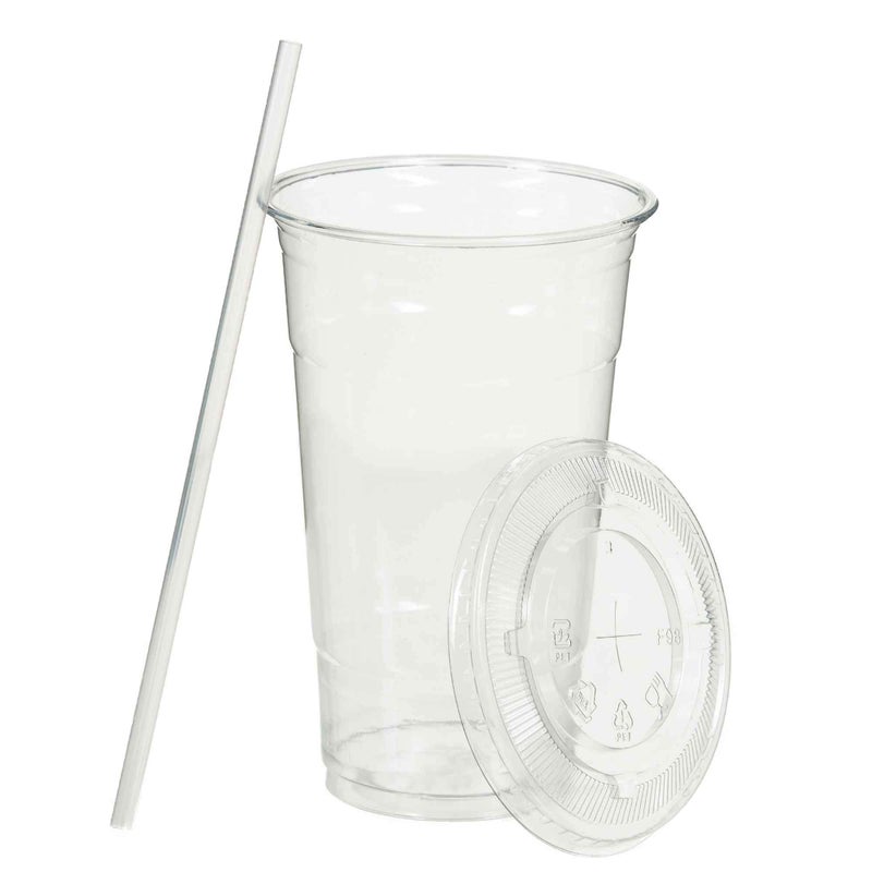 SafeWare Clear Disposable Plastic Cups 24oz with Flat Lids and Straws  Togo Disposable Iced Coffee Cups - Ideal for Party  Outdoor Picnic  BBQ  House Party  Restaurant Quality - 100 Sets - Image 5