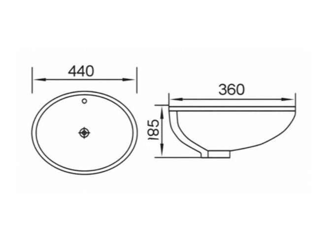OCEANIC OCE-ZT-204B Under Counter Basin Glossy White Oval Ceramic Compact Wash Basin - Image 2