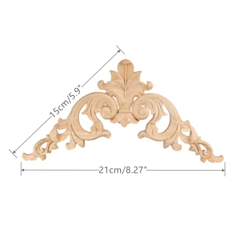 MUXSAM 4-Pack Wood Applique Onlay, Unpainted Wooden Carved Corner Decals, Retro Carvings Embellishments for Door Cabinet Bed Wall Mantel Mirror Wardrobe Cupboard Dresser Upgrade, 15x15cm/5.9x5.9in - Image 2