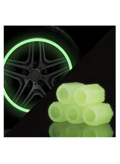 PAMEER 4pcs Fluorescent Car Tire Valve Stem Caps, Waterproof Glow-in-the-Dark PVC, Universal Fit, Assorted Colors, for Night Visibility and Protection. Blue  - Image 4