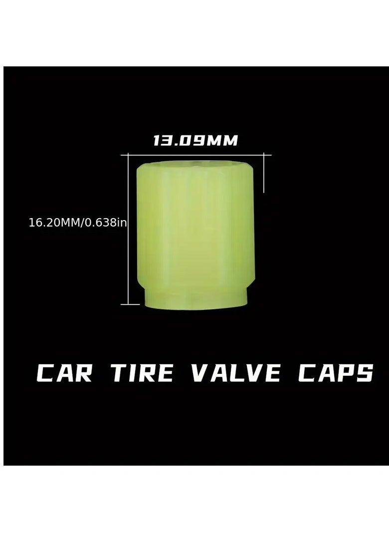 PAMEER - 4pcs Fluorescent Car Tire Valve Stem Caps, Waterproof Glow-in-the-Dark PVC, Universal Fit, Assorted Colors, for Night Visibility and Protection. Blue - Image 1