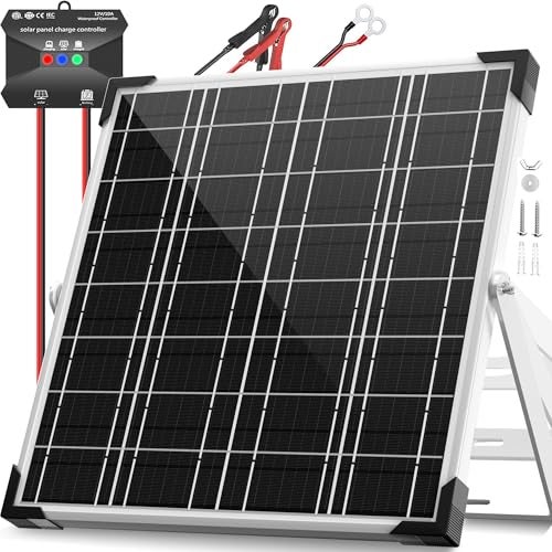 Voltset 12V Solar Battery Charger - 20W Waterproof Solar Power Trickle Charger Battery Maintainer Tender with Smart Charge Controller - Solar Panel Kit for Car RV Boat Marine Trailer Automotive - Image 1