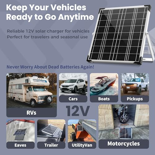 Voltset 12V Solar Battery Charger - 20W Waterproof Solar Power Trickle Charger Battery Maintainer Tender with Smart Charge Controller - Solar Panel Kit for Car RV Boat Marine Trailer Automotive - Image 4