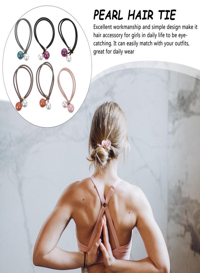 سولوستر مجموعة ربطات شعر سولستري المرصعة باللؤلؤ، 6 قطع، ربطات شعر مرنة مبتكرة مزينة بحلقات شعر أنيقة من اللؤلؤ، إكسسوارات شعر للنساء والفتيات - Image 3